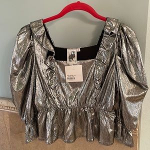 Queen of Sparkles silver metallic top